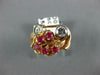 ANTIQUE WIDE .70CT OLD MINE DIAMOND & AAA RUBY 14KT WHITE & ROSE GOLD RING #1652
