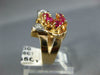 ANTIQUE WIDE .70CT OLD MINE DIAMOND & AAA RUBY 14KT WHITE & ROSE GOLD RING #1652