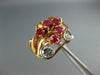 ANTIQUE WIDE .70CT OLD MINE DIAMOND & AAA RUBY 14KT WHITE & ROSE GOLD RING #1652