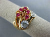 ANTIQUE WIDE .70CT OLD MINE DIAMOND & AAA RUBY 14KT WHITE & ROSE GOLD RING #1652