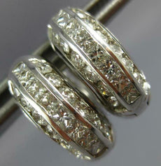 ESTATE WIDE 1.30CT DIAMOND 14K WHITE GOLD CLASSIC MULTI ROW HUGGIE EARRINGS #679