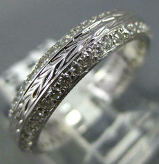 ANTIQUE .50CT DIAMOND 18K WHITE GOLD 3D FILIGREE ETERNITY ANNIVERSARY RING #1195