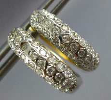 ANTIQUE WIDE .97CT DIAMOND 14KT WHITE & YELLOW GOLD ETOILE HUGGIE EARRINGS #1064