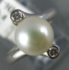 ESTATE .08CT DIAMOND & AAA SOUTH SEA PEARL 18K WHITE GOLD CRISS CROSS RING #1010