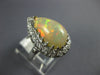 ANTIQUE LARGE 2.75CT DIAMOND & AAA OPAL 14KT WHITE GOLD 3D PEAR SHAPE RING #1049