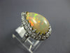 ANTIQUE LARGE 2.75CT DIAMOND & AAA OPAL 14KT WHITE GOLD 3D PEAR SHAPE RING #1049