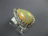 ANTIQUE LARGE 2.75CT DIAMOND & AAA OPAL 14KT WHITE GOLD 3D PEAR SHAPE RING #1049