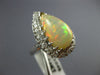 ANTIQUE LARGE 2.75CT DIAMOND & AAA OPAL 14KT WHITE GOLD 3D PEAR SHAPE RING #1049