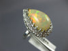 ANTIQUE LARGE 2.75CT DIAMOND & AAA OPAL 14KT WHITE GOLD 3D PEAR SHAPE RING #1049