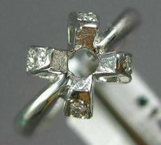 ANTIQUE DIAMOND 14K WHITE GOLD 3D ROUND FLOWER SEMI MOUNT ENGAGEMENT RING #14766