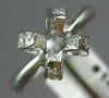 ANTIQUE DIAMOND 14K WHITE GOLD 3D ROUND FLOWER SEMI MOUNT ENGAGEMENT RING #14766