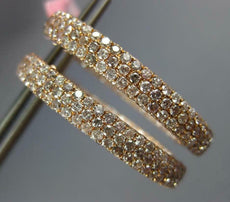 LARGE 6.08CT PINK DIAMOND 18KT ROSE GOLD MULTI ROW INSIDE OUT 3D HOOP EARRINGS