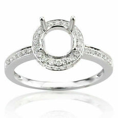 0.60CT DIAMOND 14KT WHITE GOLD 3D 4 PRONG HALO SEMI MOUNT ENGAGEMENT RING