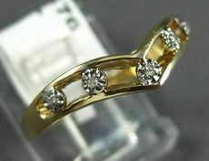 ANTIQUE .05CT DIAMOND 14KT WHITE & YELLOW GOLD OPEN 5 STONE V SHAPE RING #22476