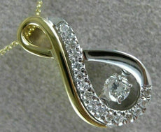 ESTATE .20CT DIAMOND 14KT 2 TONE GOLD SOLITAIRE INFINITY DANCING DIAMOND PENDANT