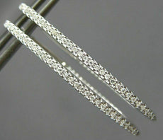 LARGE .28CT DIAMOND 14K WHITE GOLD 3D CLASSIC OVAL INSIDE OUT LOVE HOOP EARRINGS