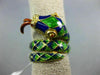 ANTIQUE LARGE AAA BLUE GREEN & RED ENAMEL 18K YELLOW GOLD DRAGON SNAKE RING 2369