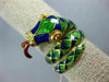 ANTIQUE LARGE AAA BLUE GREEN & RED ENAMEL 18K YELLOW GOLD DRAGON SNAKE RING 2369