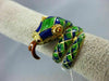 ANTIQUE LARGE AAA BLUE GREEN & RED ENAMEL 18K YELLOW GOLD DRAGON SNAKE RING 2369
