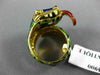 ANTIQUE LARGE AAA BLUE GREEN & RED ENAMEL 18K YELLOW GOLD DRAGON SNAKE RING 2369