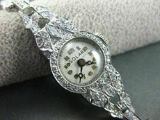 ANTIQUE ART DECO 1.30CT OLD MINE DIAMOND FILIGREE PLATINUM SOLAR WATCH #22177