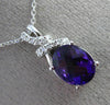 ESTATE 2.39CT DIAMOND & AAA AMETHYST 14K WHITE GOLD 3D OVAL BOW FLOATING PENDANT