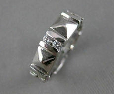 ANTIQUE 1.10CTW DIAMOND 18KT WHITE GOLD RAISED WEDDING ETERNITY RING 8MM #14575