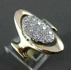 ANTIQUE LARGE .65CT DIAMOND 14KT WHITE & YELLOW GOLD OVAL COCKTAIL RING #23053