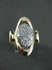 ANTIQUE LARGE .65CT DIAMOND 14KT WHITE & YELLOW GOLD OVAL COCKTAIL RING #23053