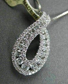 ANTIQUE .82CT ROUND DIAMOND 18KT WHITE GOLD 3D DROP PENDANT & CHAIN STUNNING!