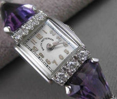 ANTIQUE 4.40CTW OLD MINE DIAMOND AMETHYST PLATINUM SMITH PATTERSON WATCH #2573