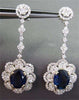 ANTIQUE LARGE 13.33CTW DIAMOND & AAA SAPPHIRE 18KT WHITE GOLD HANGING EARRINGS