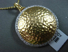 ANTIQUE .44CT DIAMOND 18KT WHITE & YELLOW GOLD HAMMER CIRCLE DESIGN PENDANT