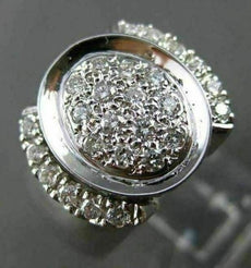 ANTIQUE LARGE .62CT ROUND DIAMOND 18KT WHITE GOLD 3D OVAL RING BEAUTIFUL! #22508