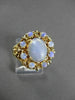ANTIQUE LARGE AAA OPAL 14KT YELLOW GOLD FILIGREE CLUSTER FLOWER RING #23329