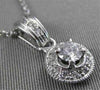 ANTIQUE .47CTW DIAMOND SOLITAIRE 14K WHITE GOLD PENDANT + CHAIN