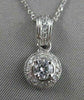 ANTIQUE .47CTW DIAMOND SOLITAIRE 14K WHITE GOLD PENDANT + CHAIN
