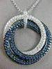 3.06CT WHITE & BLUE DIAMOND 18KT WHITE GOLD 3D INTERTWINING CIRCLE LOVE PENDANT