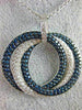 3.06CT WHITE & BLUE DIAMOND 18KT WHITE GOLD 3D INTERTWINING CIRCLE LOVE PENDANT