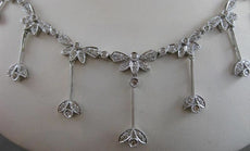 ANTIQUE 2.75CT DIAMOND FLOWER BEZEL DROP 18K WHITE GOLD NECKLACE 17" INCH #20038