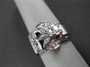 ANTIQUE LARGE .35CT OLD MINE ROUND DIAMOND 14KT WHITE GOLD FLOWER RING #1678