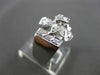 ANTIQUE LARGE .35CT OLD MINE ROUND DIAMOND 14KT WHITE GOLD FLOWER RING #1678