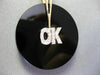 ANTIQUE EX LARGE DIAMOND & AAA BLACK ONYX 14KT 2 TONE GOLD " OK " PENDANT #20444