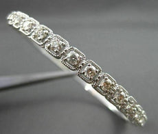 ANTIQUE 1.85CT ROUND DIAMOND 18KT WHITE GOLD CLASSIC FILIGREE BANGLE BRACELET
