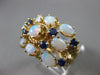 ANTIQUE LARGE 3.20CT AAA SAPPHIRE & OPAL 14KT YELLOW GOLD FILIGREE RING #22337