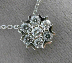 ANTIQUE LARGE .70CT DIAMOND 14K WHITE GOLD CLUSTER FLOWER FLOATING PENDANT 18316