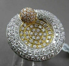 ANTIQUE MASSIVE 2.60CT DIAMOND 18KT TRI COLOR GOLD 3D CIRCULAR FILIGREE RING