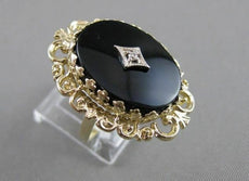 ANTIQUE VICTORIAN OLD MINE DIAMOND ONYX 14K Y GOLD FILIGREE COCKTAIL RING #20714