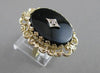 ANTIQUE VICTORIAN OLD MINE DIAMOND ONYX 14K Y GOLD FILIGREE COCKTAIL RING #20714