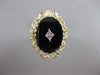 ANTIQUE VICTORIAN OLD MINE DIAMOND ONYX 14K Y GOLD FILIGREE COCKTAIL RING #20714